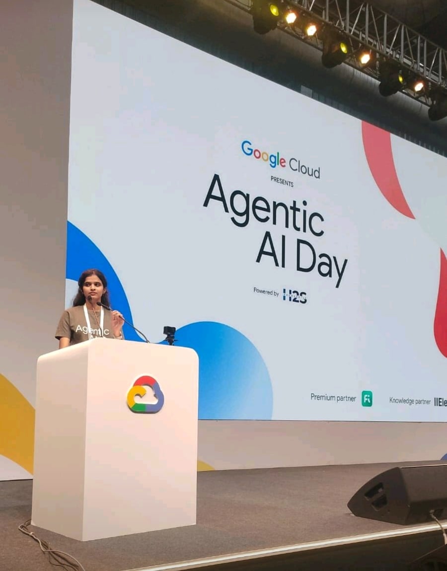 Navyashree N speaking at Google Cloud Agentic AI Day
