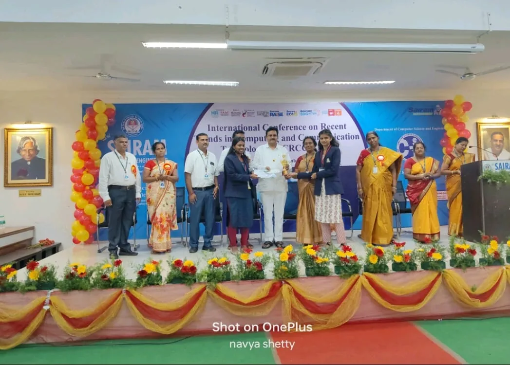 Receiving the paper presentation award at ICRCCT 2K24