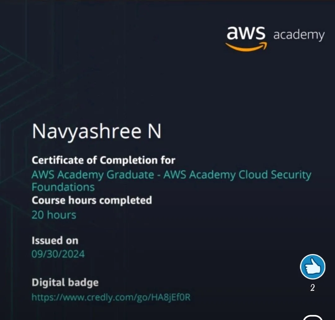 AWS Academy — Cloud Security Foundations certificate