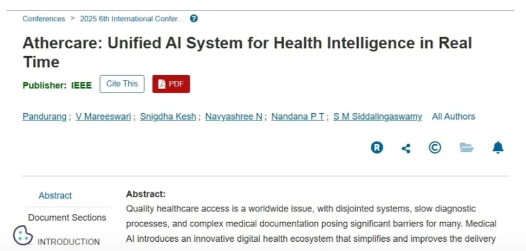 Athercare listed on IEEE Xplore
