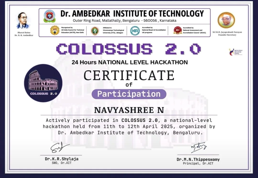 COLOSSUS 2.0 — Dr. Ambedkar Institute of Technology, Bengaluru